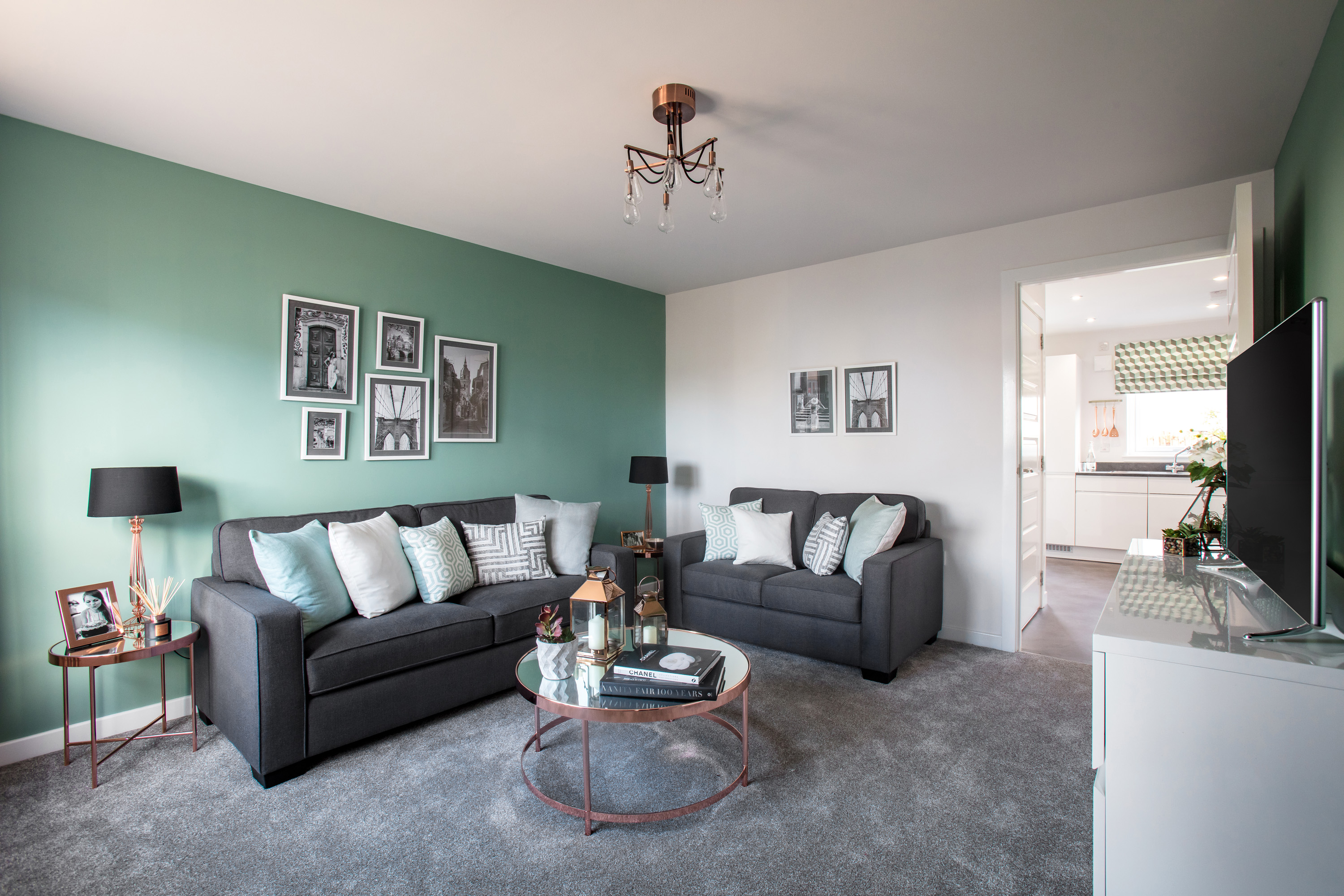 Living of show home at Royal Park View development