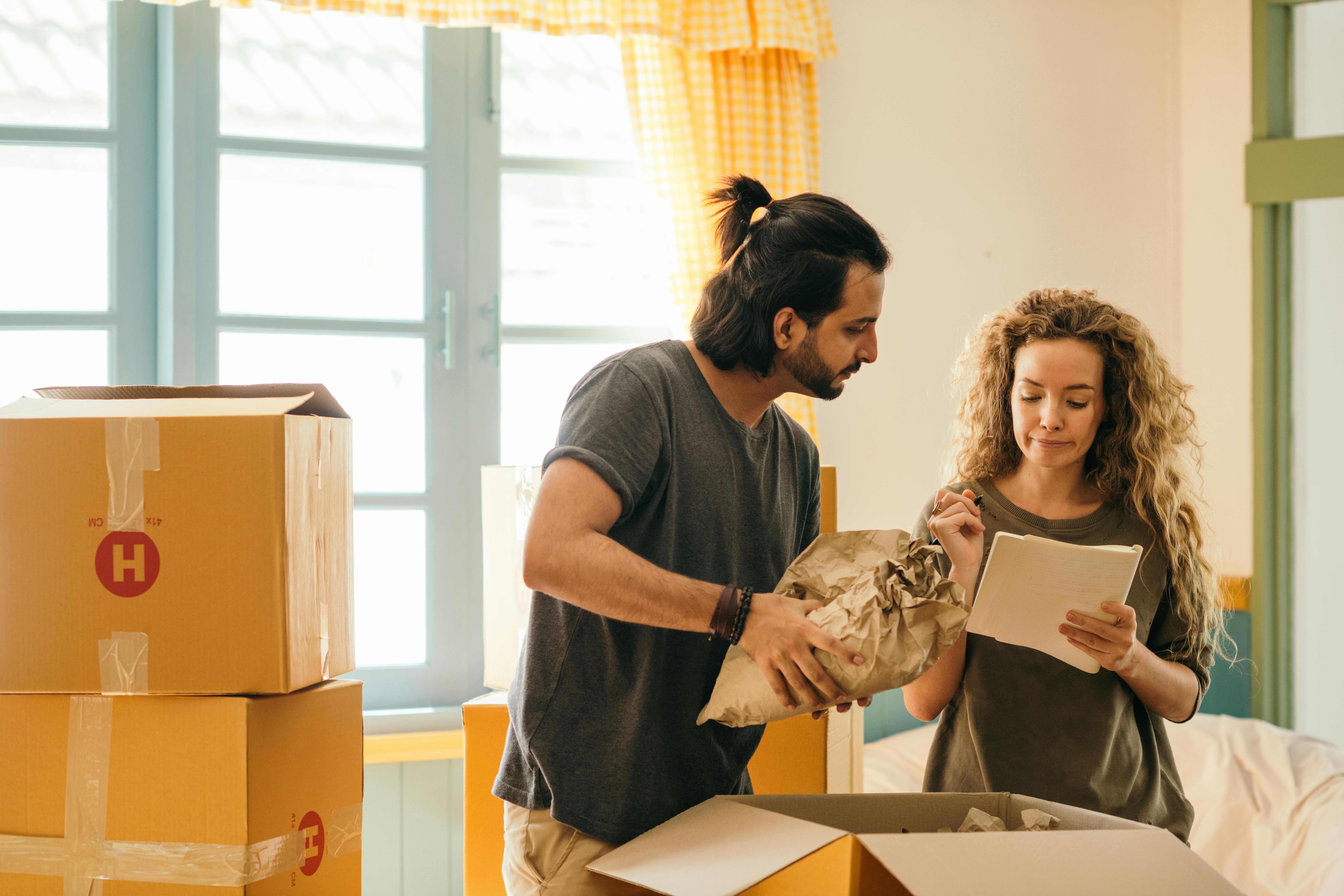 Packing boxes for moving home