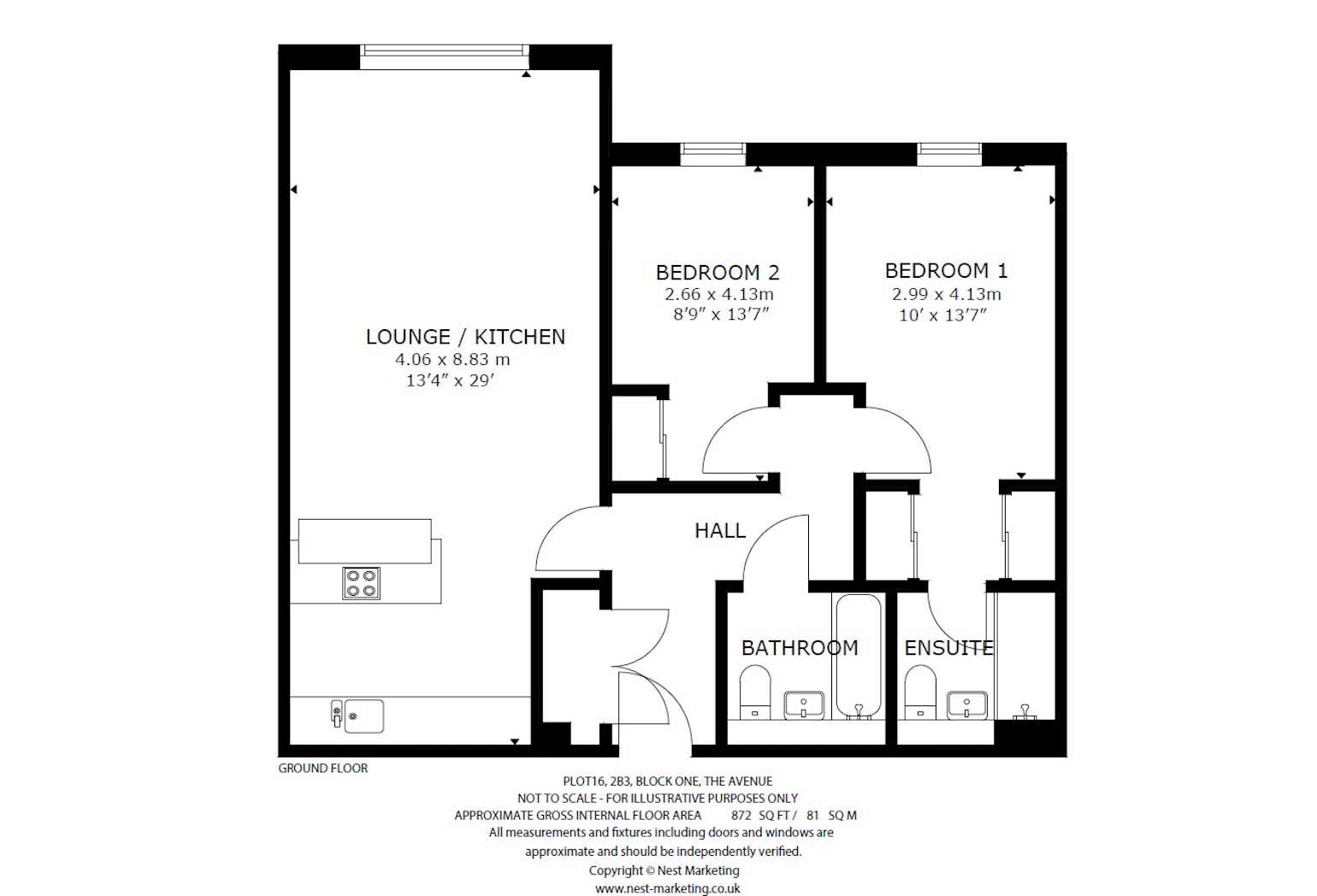 Apartment Type 2B3-16 Floorplan
