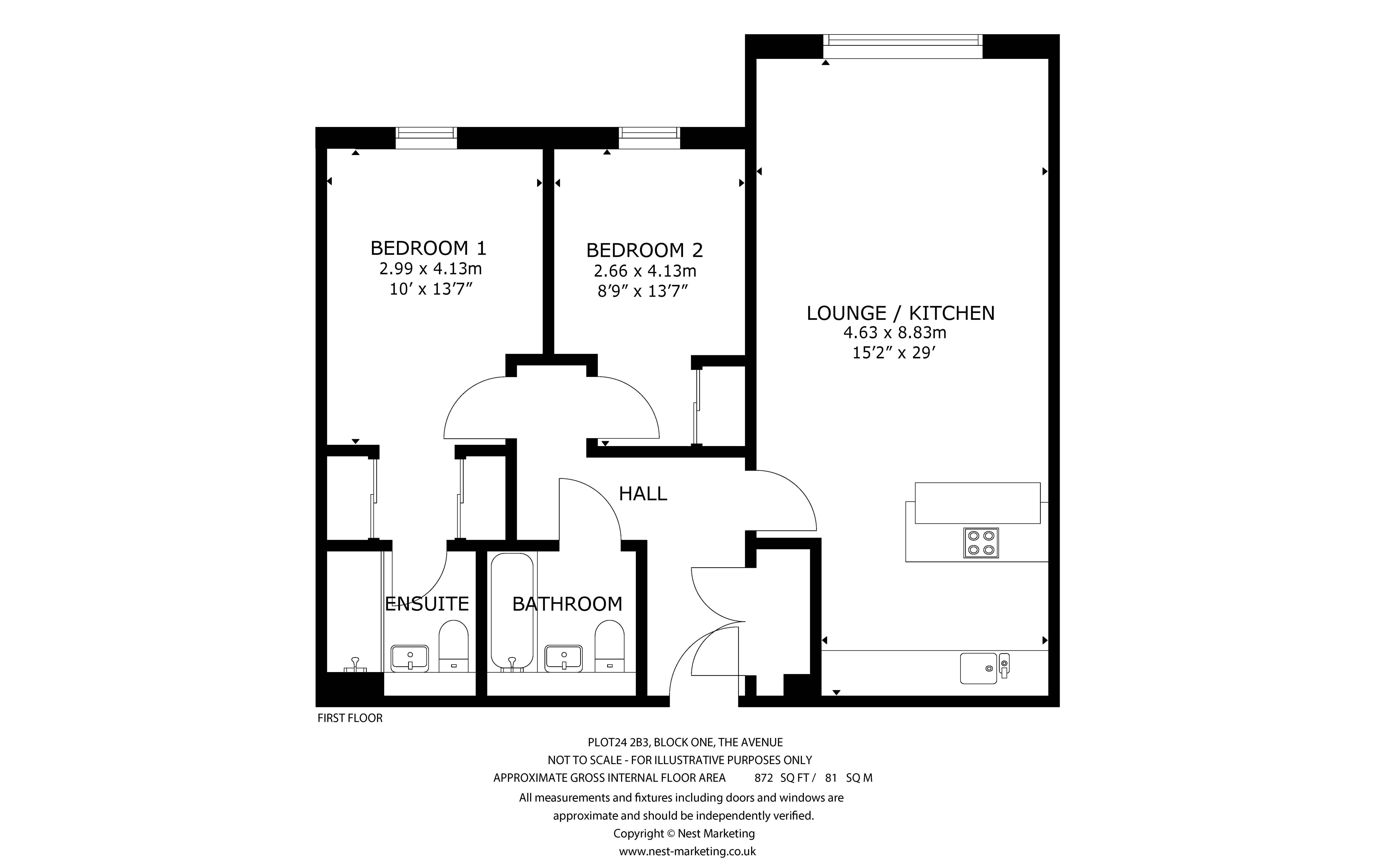 Apartment Type 2B3-24 Floorplan